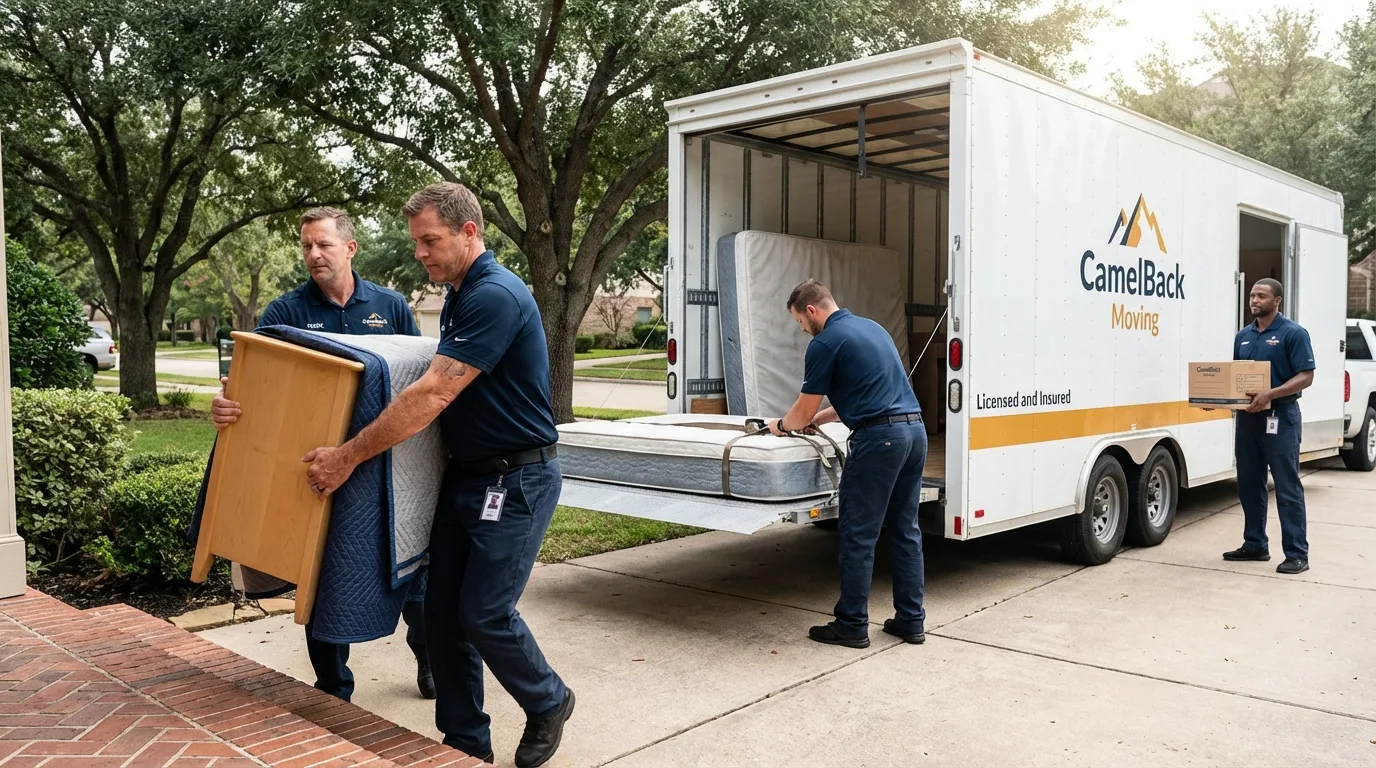 Crew loading residential truck for cross-state move from Goreville, IL